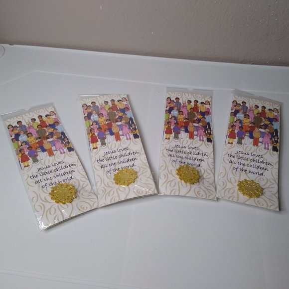 Set Of 4 Jesus Loves The Little Children, All The Children Of The World Pins - Picture 2 of 14